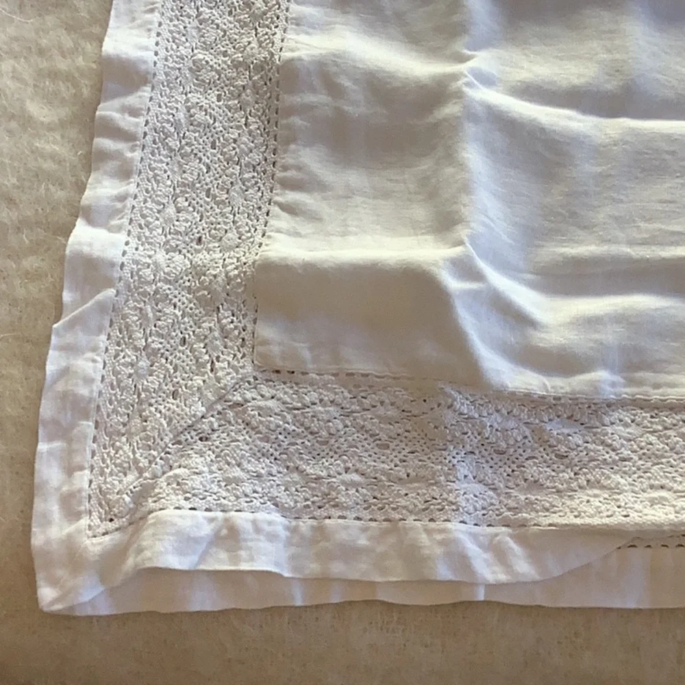 RH Linen Euro sham Italian Tombolo Braided Lace Linen